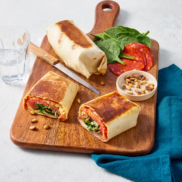 Toasty wrap chorizo-mozza à la tomate