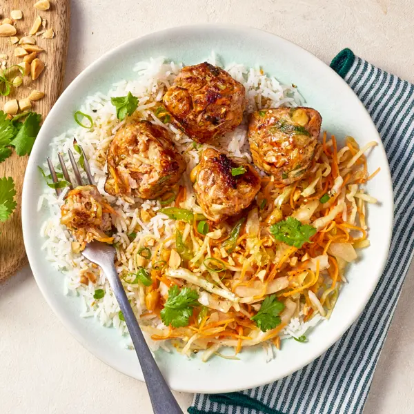 Boulettes de porc à l'asiatique & riz