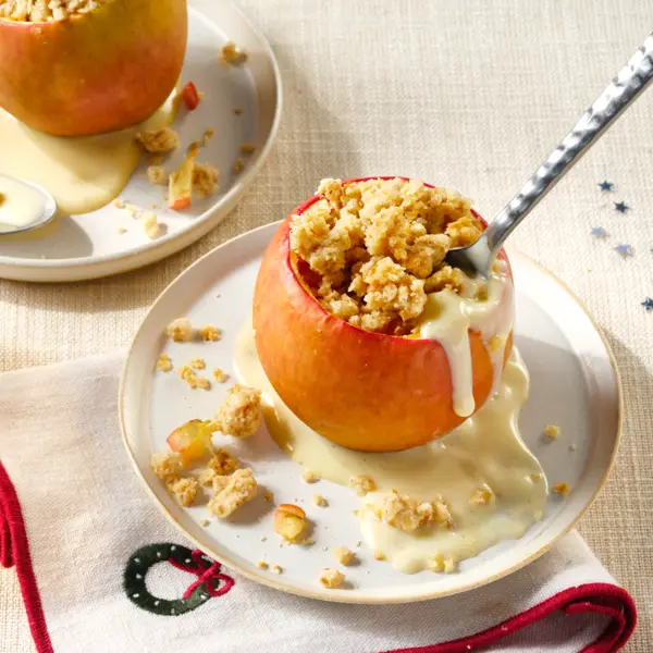 Crumble de pommes au four avec sauce vanille