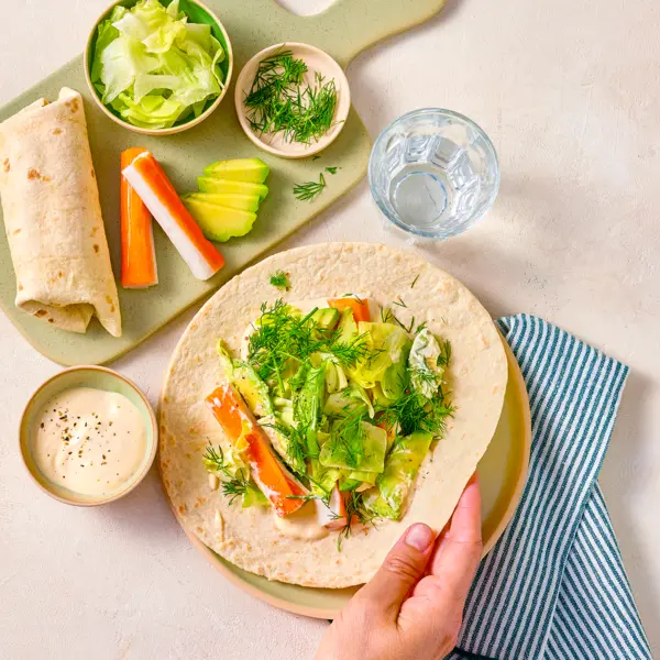Wrap surimi et mayo à l'avocat