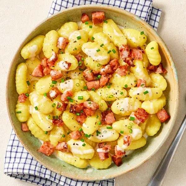 Gnocchis sauce comté & saucisses fumées