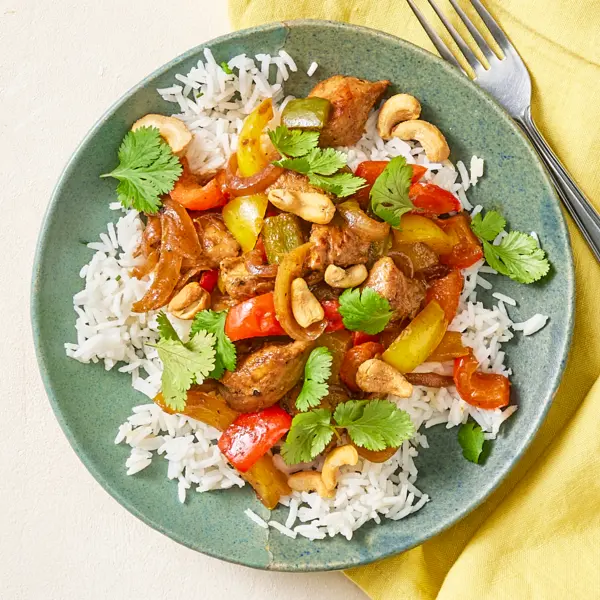 Poulet à l'asiatique aux oignons & noix de cajou