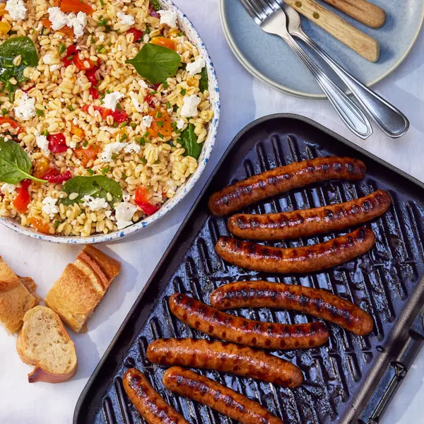 Merguez, salade de blé & poivrons
