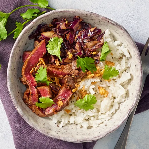Tataki de boeuf et choux rouge