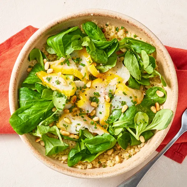 Salade de haddock, mâche & sauce citron