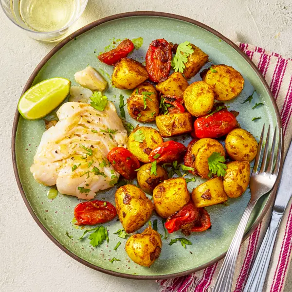 Pomme de terre de Bombay & cabillaud