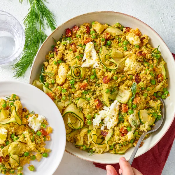 Salade de courgettes au chorizo et pesto