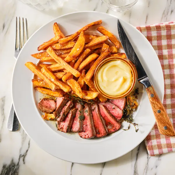 Steak-frites maison et mayonnaise