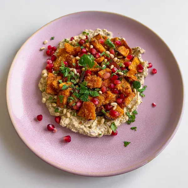 Patate douce croustillante, crème de chèvre & miel