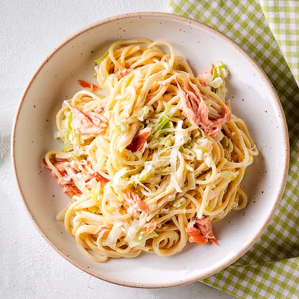 Spaghetti au saumon fumé