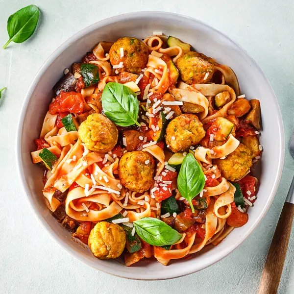 Tagliatelles aux boulettes de légumes