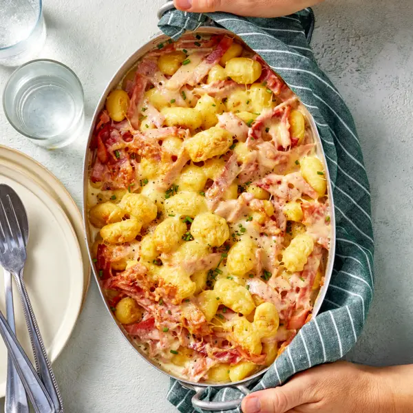 Gratin de gnocchi jambon fromage