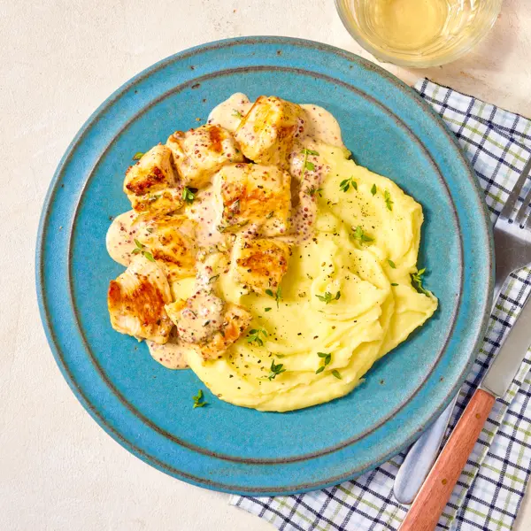 Poulet sauce moutarde et purée