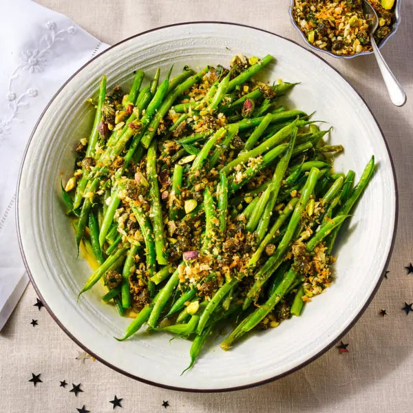 Haricots verts aux pistaches et câpres