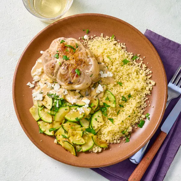 Paupiette de veau à la crème de feta et couscous