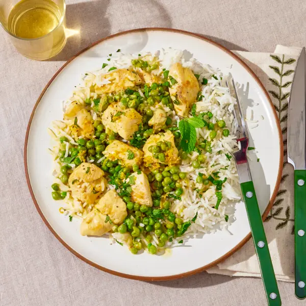 Poulet à l'orange & petits-pois