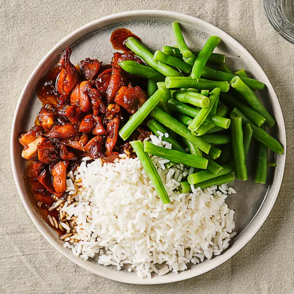 Poulet sauce soja et haricots verts