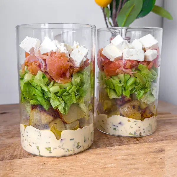 Salad jar saumon fumé et pommes de terre croustillantes
