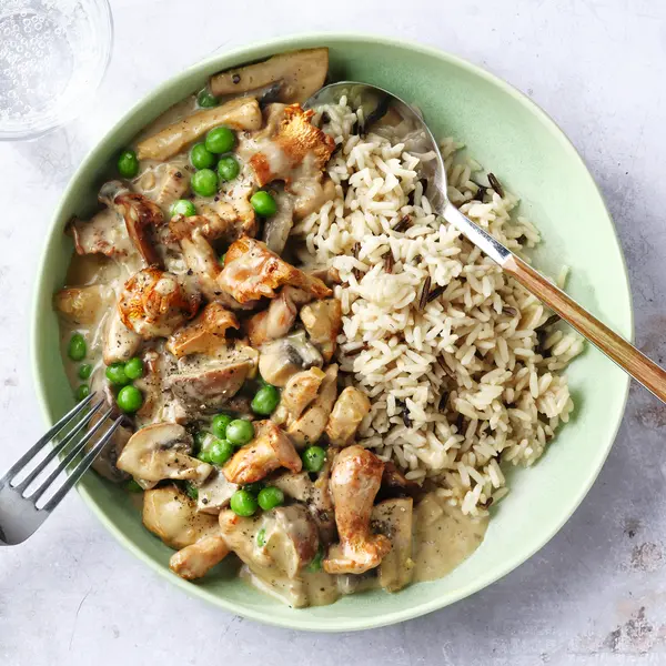 Émincé de dinde aux girolles et riz