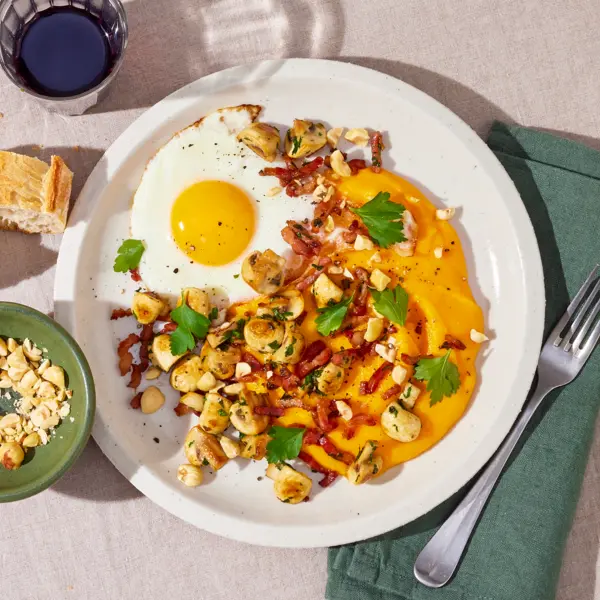 Purée de butternut & poêlée de champignons