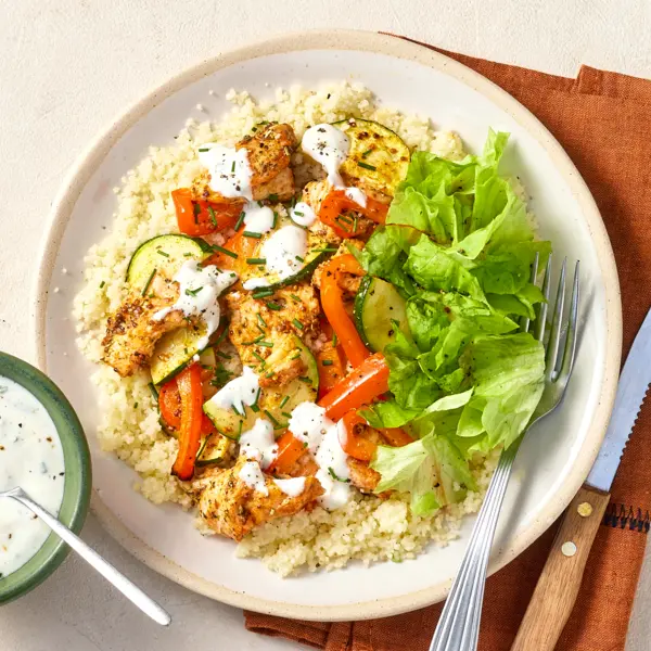 Bowl de dinde aux légumes grillés