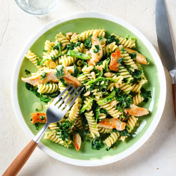 Pâtes crémeuses aux épinards, Gorgonzola et poulet