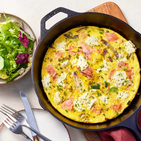 Omelette jambon Boursin aux légumes sautés