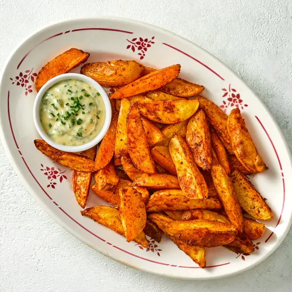 Potatoes maison et mayonnaise aux herbes