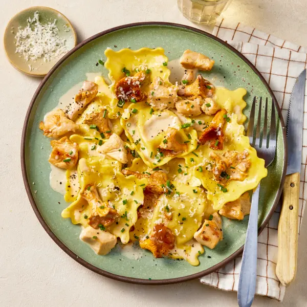 Ravioles aux girolles sautées