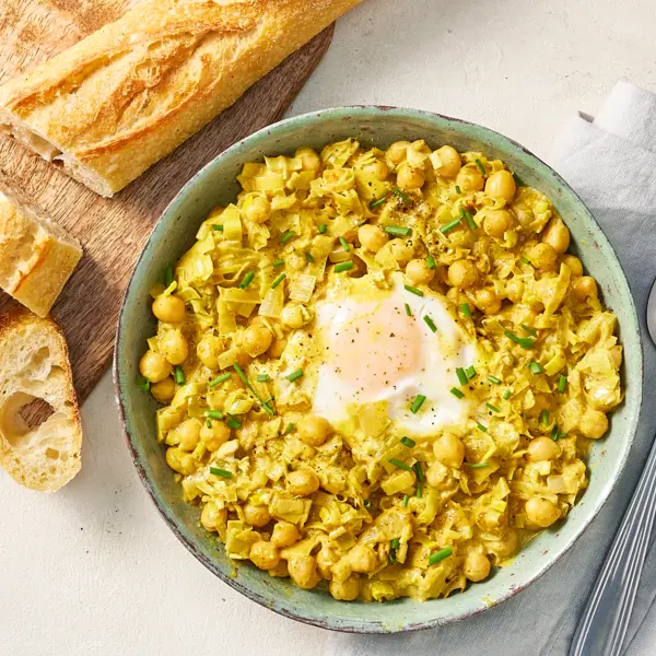 Dahl de pois chiche aux poireaux façon shakshuka
