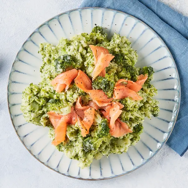 Purée de brocoli et saumon fumé