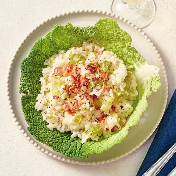 Risotto de chou vert au lard