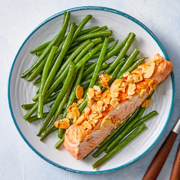 Saumon aux amandes et haricots verts