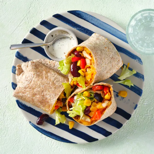 Burrito poulet et cheddar