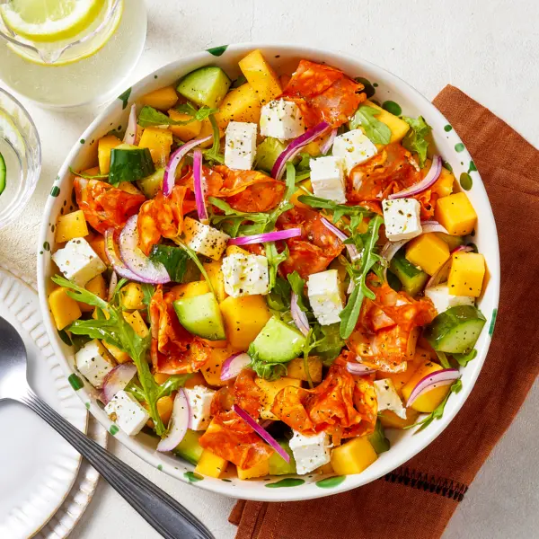 Salade de melon et chorizo à la feta