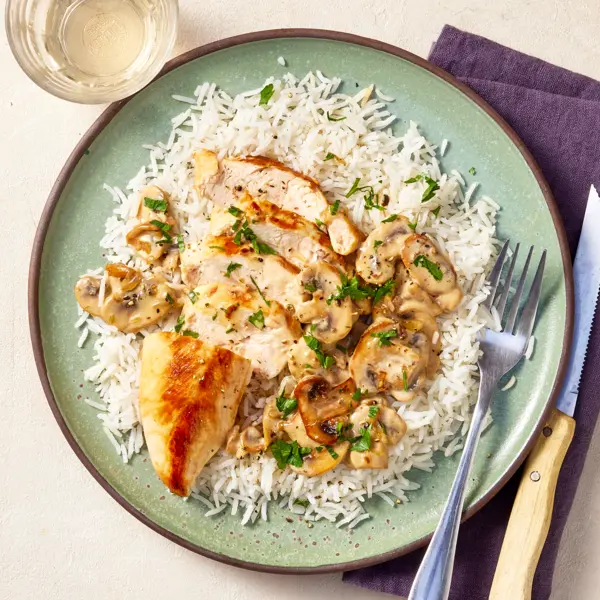 Poulet grillé & poêlée de champignons