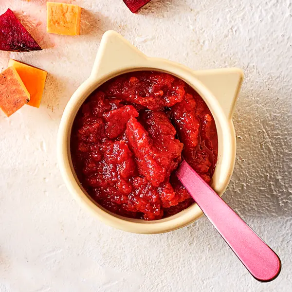 Purée de betterave et de patate douce