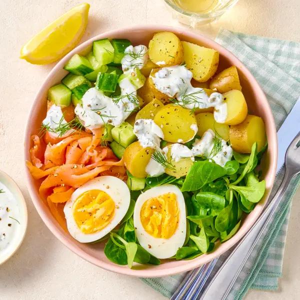 Bowl à la truite fumée et pommes de terre