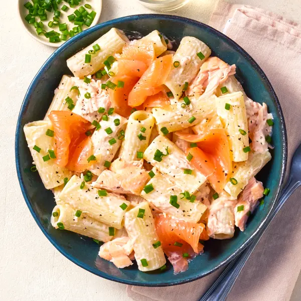 Pâtes crémeuses aux deux saumons