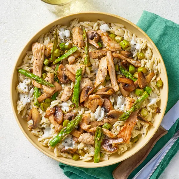 Orzo crémeux, dinde & Saint-Agur