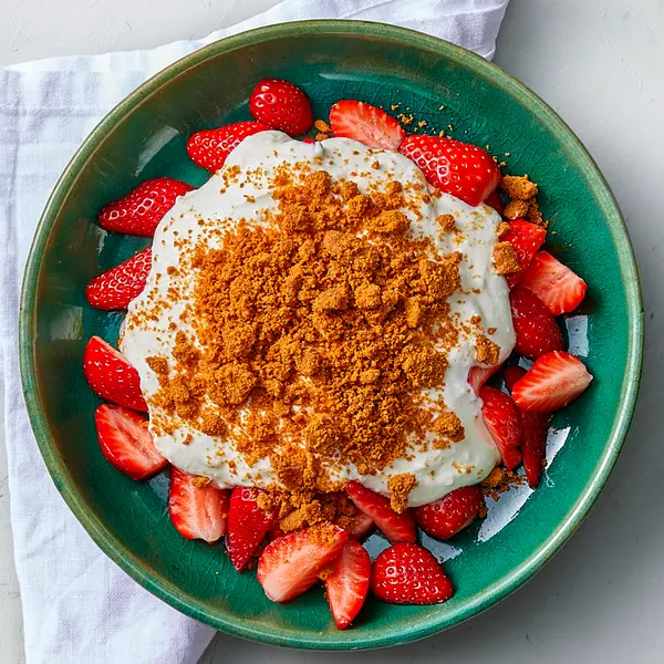 Fraises à la crème et spéculos