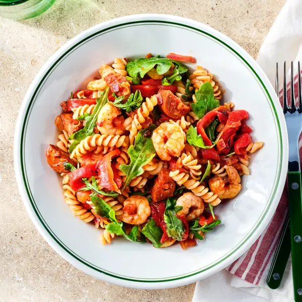 Fusilli aux chorizo et crevettes