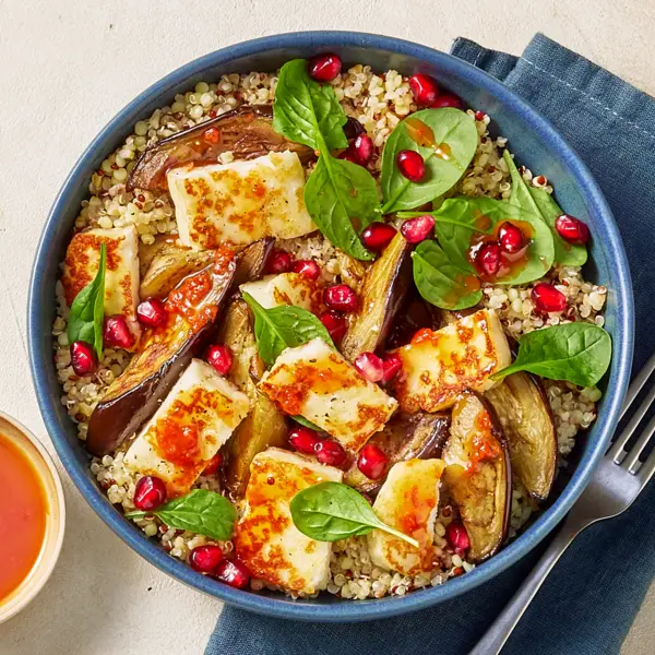 Salade d'aubergines & halloumi