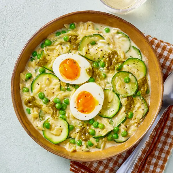 Orzotto de printemps et œuf mollet