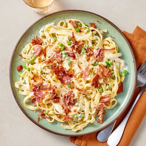 Tagliatelles à la dinde confite et crème de comté