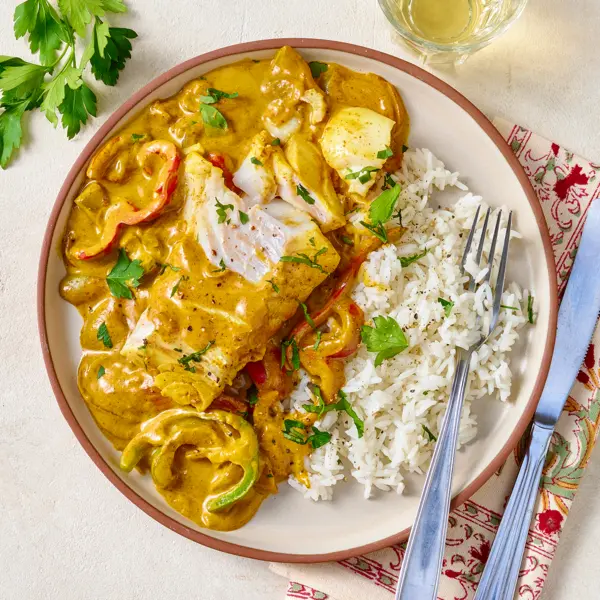 Curry de cabillaud aux poivrons