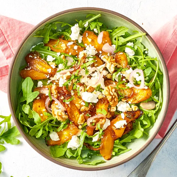Salade de carottes rôties, roquette et feta