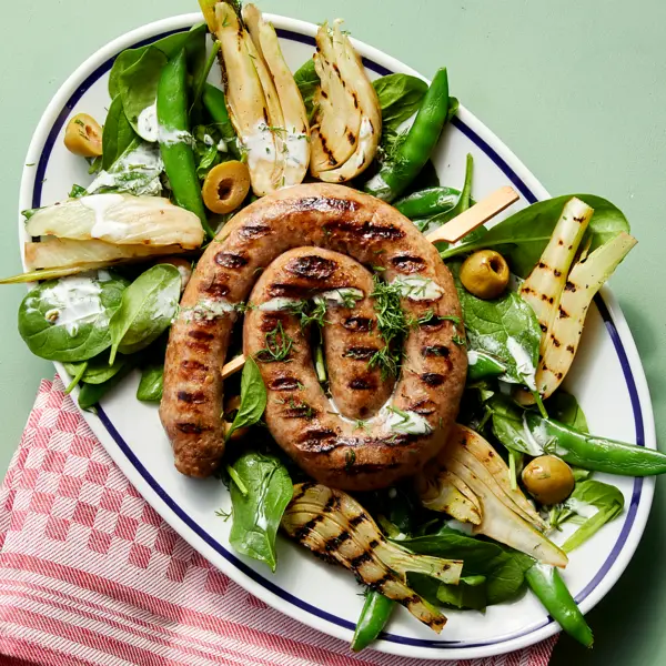 Salade de fenouils grillés et saucisses