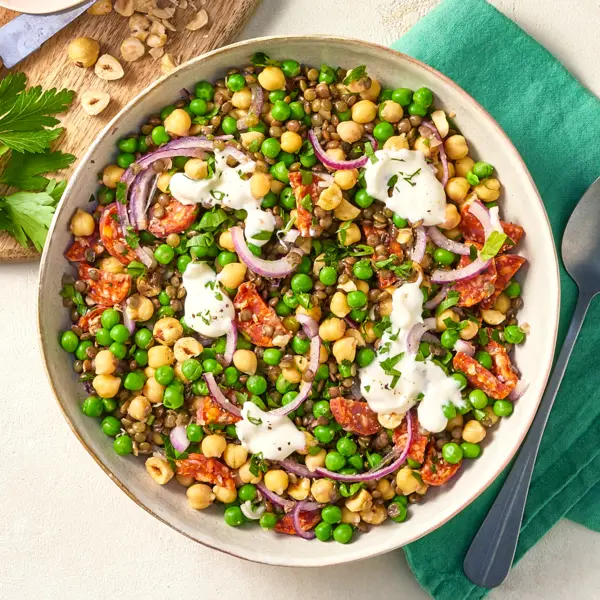Salade de pois à la crème de chèvre