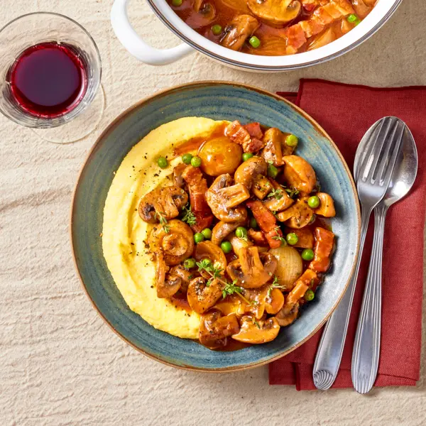 Bourguignon de champignons & polenta